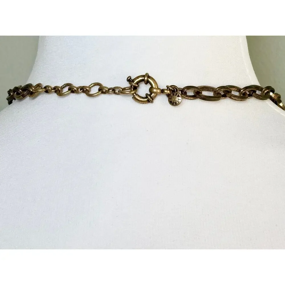 Vintage J. Crew Gold Tone Crystal Cluster Statement Necklace EUC